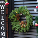 24 Inch Real Touch Norfolk Pine Wreaths for Front Door, Soomeir Artificial Christmas Wreath Green Faux Pine Wreath for Wall Windows Mantle Outdoor Christmas Decoration Soomeir
