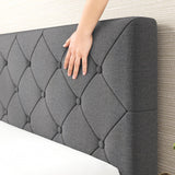 ZINUS King Shalini Upholstered Platform Bed Frame with Headboard [New WonderBox(TM) Version], Wooden Slat Support, No Box Spring Needed, Easy Assembly, Eco Friendly Packaging, Dark Grey ZINUS