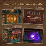 FUNPOLA LED 3D Wood Puzzle - Magic Bookshop Building Model Kit with LEDs - DIY Miniature Magical Bookstore - 3D Puzzle Architecture Craft Gift for Adults FUNPOLA