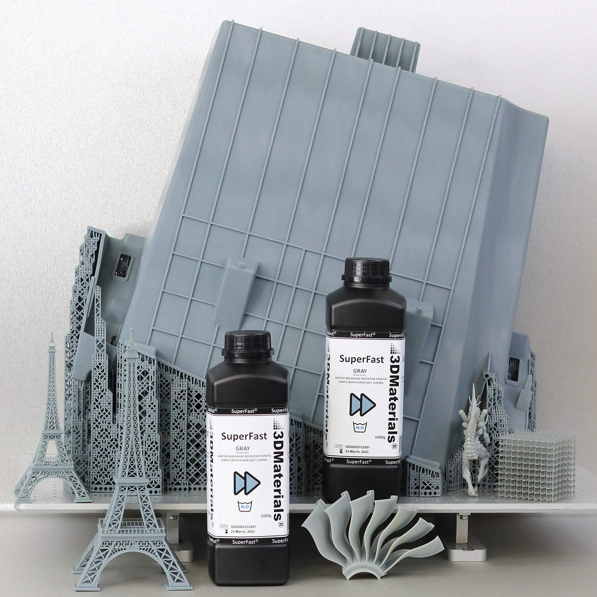 SuperFast 4K 3D Printer Resin Water Washable, 50um Print in 0.6 sec, Made in Korea by 3DMaterials (5000g, Grey) 3DMaterials