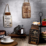 Jetec 3 Pcs Coffee Bar Decor Sign Mason Jar Wall Hanging Plaque Farmhouse Kitchen Decor Wooden Coffee Sign for Kitchen Home Living Room Wall Decorations(Simple Style) Jetec