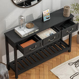 ChooChoo Console Table with 3 Drawers, Rustic Entryway Table, Narrow Long Sofa Table for Living Room, Hallway, Behind Couch, Black ChooChoo