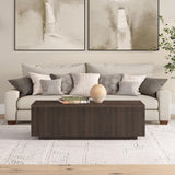 Henn&Hart 48" Fluted Rectangular Low-Profile Coffee Table for Living Room, Family Room, or Office, Alder Brown Henn&Hart