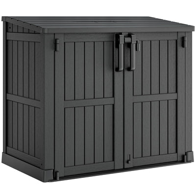 LHBcraft Outdoor Storage Cabinet 36 Cu Ft with Lockable Doors, Portable Horizontal Resin Storage Shed -Easy to Assemble, Waterproof Outdoor Storage Box for Backyards,Patios Black