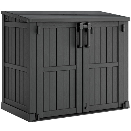 LHBcraft Outdoor Storage Cabinet 36 Cu Ft with Lockable Doors, Portable Horizontal Resin Storage Shed -Easy to Assemble, Waterproof Outdoor Storage Box for Backyards,Patios Black LHBcraft