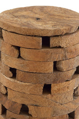 Deco 79 Teak Wood Handmade Side End Accent Table Live Edge End Table with Brick Inspired Design, Side Table 14" x 14" x 18", Brown Deco 79