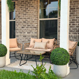 YITAHOME Patio Furniture Wicker Outdoor Bistro Set, 4-Piece All Weather Patio Furniture Rattan Conversation Loveseat Sets for Backyard, Balcony and Deck, Light Brown+Beige YITAHOME