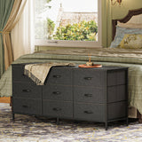 Huuger 9 Drawer Dresser, 47 Inch Dresser TV Stand for 50, 55 Inch TV, Entertainment Center with Drawers, Fabric Dresser Chest of Drawer for Bedroom, Closet, Black Huuger