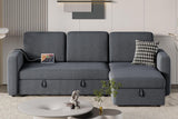 Yaheetech Sectional Sofa L-Shaped Sofa Couch Bed w/Chaise & USB, Reversible Couch Sleeper w/Pull Out Bed & Storage Space, 4-seat Fabric Convertible Sofa, Pull Out Couch for Living Room Dark Gray Yaheetech