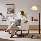 Yaheetech Rocking Chair, Modern Glider Chair, Recliner Armchair with Wood Legs and Side Pocket, Nursery Rocking Accent Chair with High Back for Living Room Bedroom, Beige Yaheetech