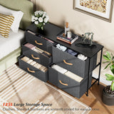 Nicehill Dresser for Bedroom with 5 Drawers, Storage Drawer Organizer, Wide Chest of Drawers for Closet, Clothes, Kids, Nursery, TV Stand with Storage Drawers, Wood Board, Fabric Drawers (Black Grey) Nicehill