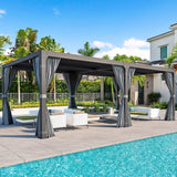 MELLCOM Louvered Pergola 10x20, Aluminum Pergola with Adjustable Louvered Roof, Outdoor Pergola with Waterproof Curtains and Nets, Gray MELLCOM