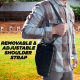 CASEMATIX Locking Pistol Case Fits Small to Large 9mm Pistols with Room For Extra Clips and Attachments- Portable EVA Gun Rug Handgun Case with Snap In Zippers, Water Resistant, Shoulder Strap CASEMATIX