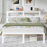 ChicZhiNest Full White Bed Frames with Charging Station and LED Lights, Full Platform Bed with Heavy Duty Metal Slats, Storage Headboard, Under Bed Storage, No Box Spring Needed, Noise Free ChicZhiNest