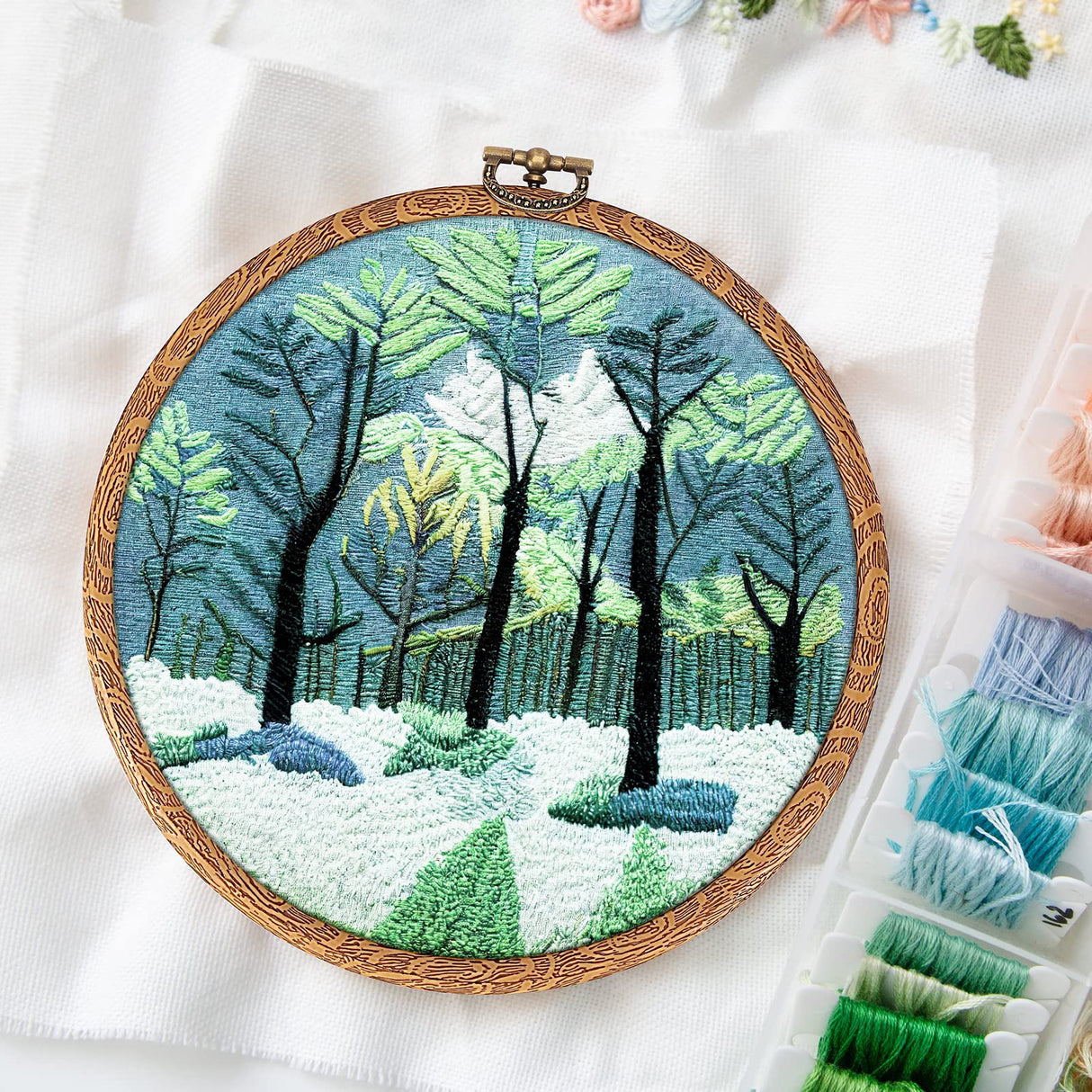 Pllieay 8inch Embroidery Hoop Frame Imitated Wood Embroidery Circle Round Display Frame Ring Cross Stitch Hoops Embroidery Hoops Set for Art Craft Sewing and Hanging, Rug Punch Set Pllieay