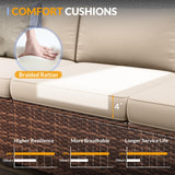 Patio Furniture Set, 7 Pieces Outdoor Modular Conversation Set Wicker Sectional Sofa for All Weather Rattan Patio Couch for Porch Garden Backyard Balcony Poolside (Khaki) Poteban