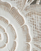 Wood Hand Carved Mandala King Size Headboard Wall Mounted Art Hanging Whitewash Bedroom Furniture Handcrafted in Thailand 72 Inches Siam Sawadee