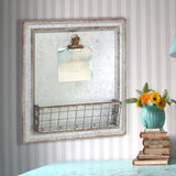 Stonebriar Rustic Galvanized Metal Magnetic Memo Board for Wall with Clip and Wire Basket Stonebriar