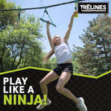 Trelines Ninja Warrior Obstacle Course for Kids, Most Attractive Lines and Gear for Backyard - 8 Ninja Obstacles - Monkey Bars, Gym Rings, Tree Rings, Fists. Great for Girls & Boys 5+ Get Outside Hape