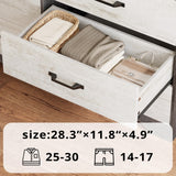 LIKIMIO 5-Drawer Wood Dresser with LED & USB Charging, Mid-Century Modern Farmhouse Bedroom Storage Cabinet, Rustic White w/Safety Strap, 48.4" Tall (15.7" D x 31.5" W) for Nursery, Living Room LIKIMIO