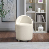 OSP Home Furnishings Lystra Swivel Barrel Vanity Chair with Textured Boucle Fabric, Cream OSP Home Furnishings