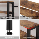 IRONCK Console Table with Power Outlet, Long Sofa Table with Shelves and X-Shaped Design, Narrow Sofa Entryway Behind Couch Table for Living Room and Hallway, Vintage Brown IRONCK