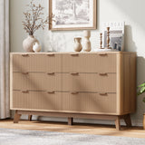 Royal Windsor 6 Drawer Dresser with Fluted Panel, Modern Chest of Drawers for Living Room, Wide Wooden Closet Dresser TV Stand with Ample Storage Space for Bedroom and Hallway, Natural Oak Royal Windsor