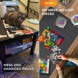 Newverest Jigsaw Puzzle Mat Roll Up, Saver Pad 55” x 35.5” Portable Keeper Up to 3000 Pieces with Non-Slip Rubber Bottom and Polyester Top + 3 Puzzle Sorting Trays, Travel-Friendly Storage Bag Newverest