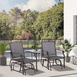 Outsunny Outdoor Glider Chairs with Coffee Table, Patio 2-Seat Rocking Chair Swing Loveseat with Breathable Sling for Backyard, Garden, and Porch, Gray Outsunny