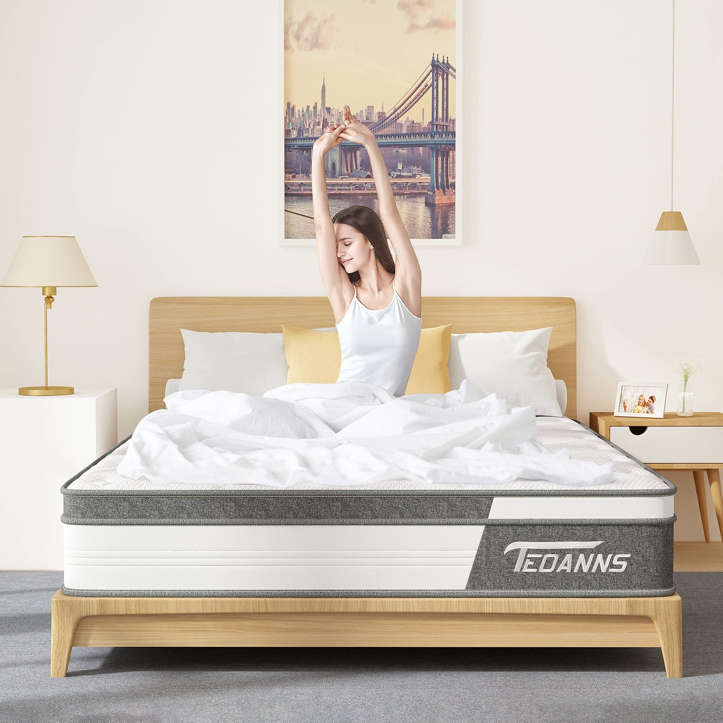 Teoanns Twin Size Mattress, 10 Inch Memory Foam Mattress in a Box, Hybrid Mattress Twin Size for Pressure Relief & Supportive, CertiPUR-US, 100 Nights Trial