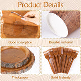 Kochorie 144 Pieces Camping Wood Grain Slice Tableware Sets Rustic Wood Party Decorations Paper Plates Napkins Cups Forks Serves 24 for Forest Themed Party Decorations Hunting Birthday Supplies Kochorie