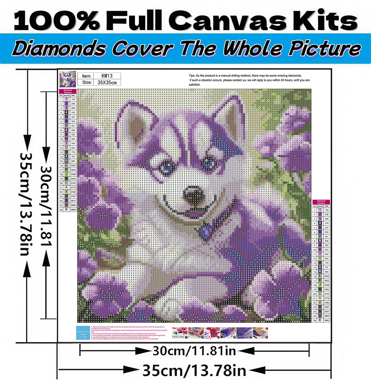 5D Diamond Art Kits for Adults Beginners,Purple Puppy DIY Full Round Drill Diamond Painting Kits,Cute Animal Dog Paint by Diamonds Dots Gem Art Easy,Home Wall Decor 14X14 Inch Acelii