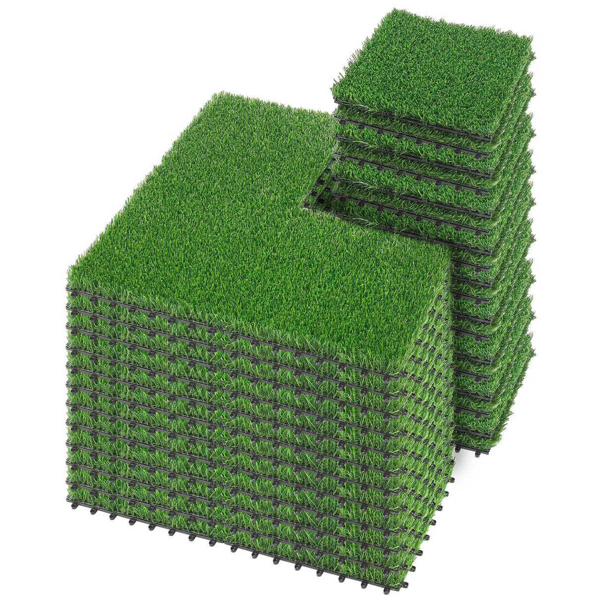 PrimeZone 54 Packs Interlocking Artificial Grass Tiles - 12"x12" Turf Outdoor Indoor Fake Grass Deck Flooring Set for Patio, Balcony, Backyard PrimeZone
