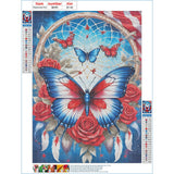 GDYEEH DIY 5D Flowers Butterfly Diamond Art Kits, Round Full Drill Fantasy Diamond Painting Picture, Dreamcatcher Painting by Numbers Art Kits for Adults Beginners Home Wall Decor 12x16 inch GDYEEH