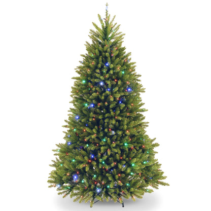 National Tree Company Pre-Lit Artificial Full Christmas Tree, Green, Dunhill Fir, Dual Color LED Lights, Includes PowerConnect and Stand, 7.5 Feet