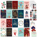 Decorably 100 Pack Foiled and Glittery Assorted 6x4in Christmas Cards Bulk with Envelopes and Stickers, 20 Adorable Designs Christmas Cards 100 Pack With Printed Message Inside Decorably