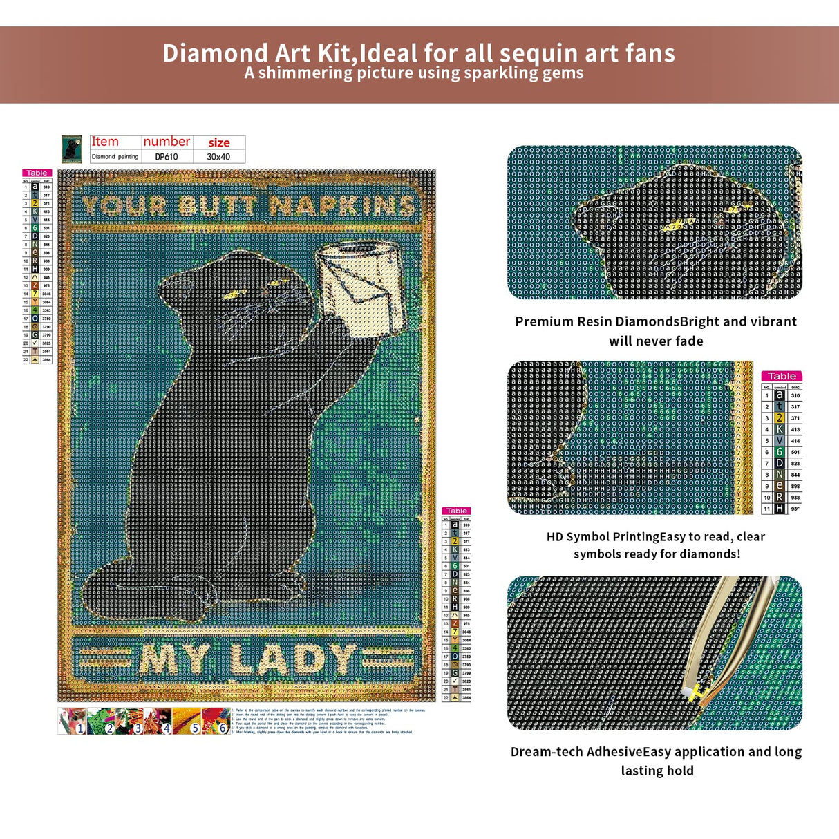 FORLAND Cat Diamond Painting Kits for Adults Beginners - 5D DIY Full Drill Diamond Kits Painting Crafts for Home Wall Decor, Diamond Art Kits,12x16inch (cat 4) FORLAND