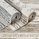 Tortania Area Rug Living Room Rugs - 5x7 Washable Large Soft Neutral Boho Moroccan Bohemian Farmhouse Rug Indoor Floor Carpet for Bedroom Under Dining Table Home Office Decor - Cream Brown Tortania