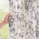 jinchan Linen Blend Curtain Floral Curtains for Living Room 84 Inch Length Black Printed Curtain Rod Pocket Back Tab Farmhouse Peony Flower Patterned Drapes Bedroom Window Curtains Set 2 Panels jinchan