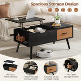 Yaheetech Lift Top Coffee Table for Living Room, Wooden Small Center Tables with Large Storage Shelf Drawer and Hidden Compartment Modern, Black Yaheetech