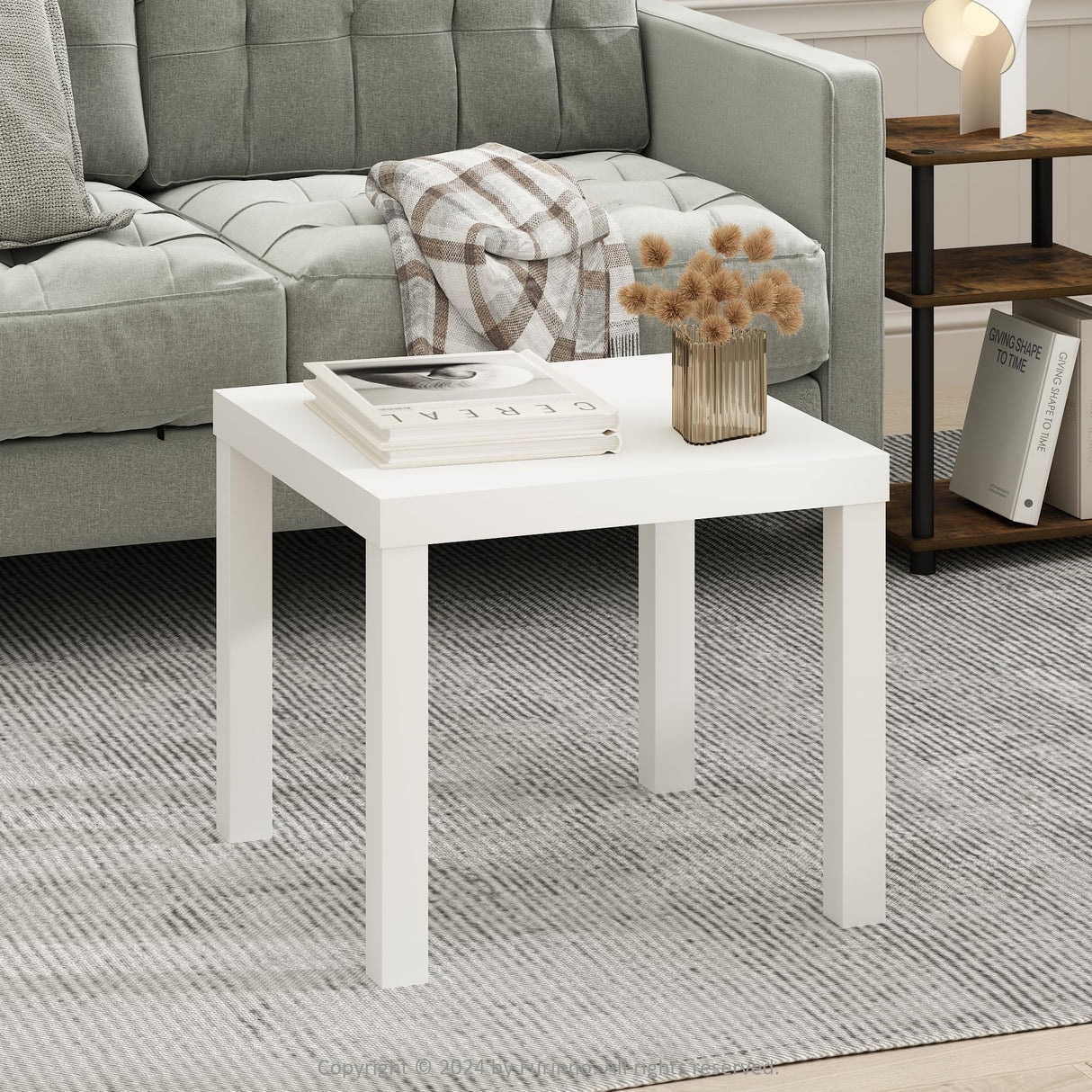 Furinno Simple Square Coffee Table, Side Table, White Furinno