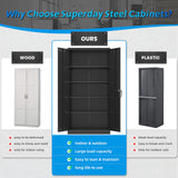 Superday 72" Lockable Steel Storage Cabinet, Locking Metal Storage Cabinets, Tall Black Cabinet with 2 Doors and 4 Adjustable Shelves for Garage, Home Office, Classroom, Pantry, File, Easy Assemble Superday