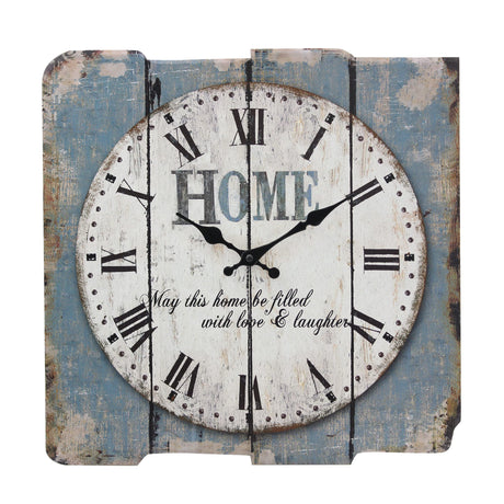 Stonebriar SB-6158A Worn Blue 15" Square White Wall Clock Stonebriar