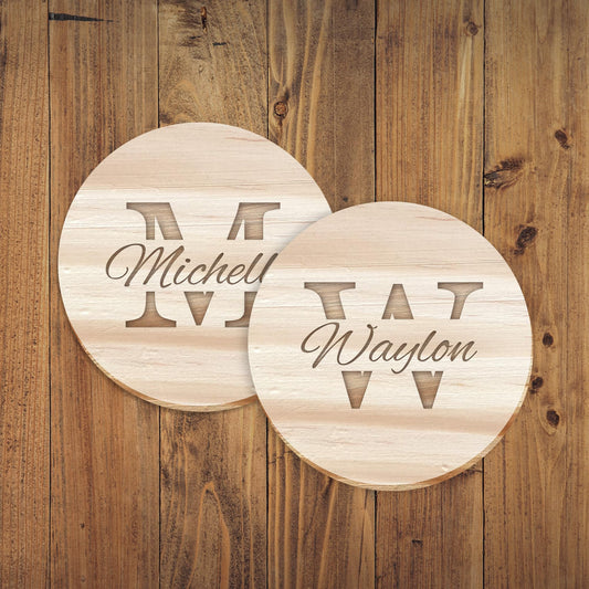 Custom Engraved - Personalized Coasters(Set of 4/6/8),Coasters for Drinks Absorbent/Coffee Table, Wooden Custom Absorbent Coasters - WoodArtSupply