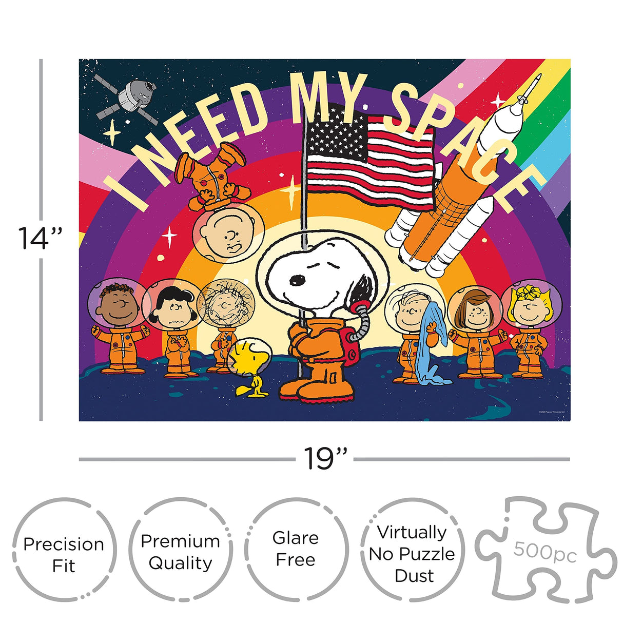 AQUARIUS Peanuts Snoopy in Space Puzzle (500 Piece Jigsaw Puzzle) - Officially Licensed Peanuts Merchandise & Collectibles - Glare Free - Precision Fit - 14 x 19 Inches AQUARIUS