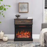 25" Electric Fireplace Side Table with Infrared Quartz Heater, 3-Sided Glass Fireplace Heater w/Remote Control & 9H Timer, Thermostat, Overheat Protection, Electric Fire Place for Indoor, 1500W Tomkate