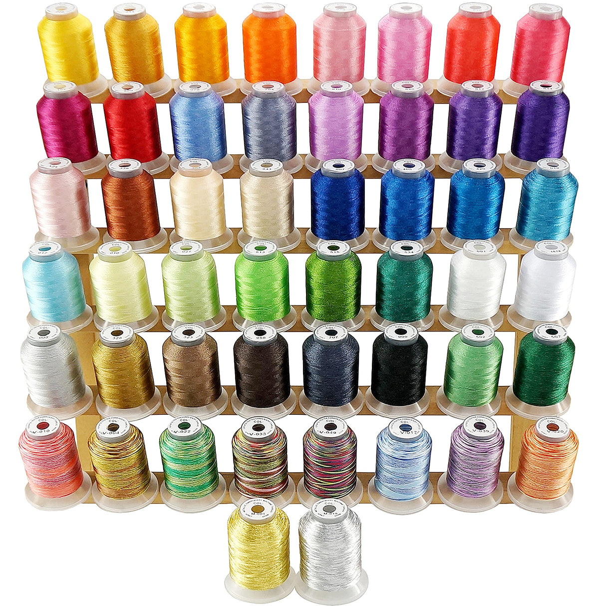New brothread 50 Spools Embroidery Machine Thread Kit Including 40 Brother Colors+8 Variegated Colors+2 Metallic Colors for Brother Janome Singer Pfaff Husqvarna Embroidery Sewing Machines New brothread