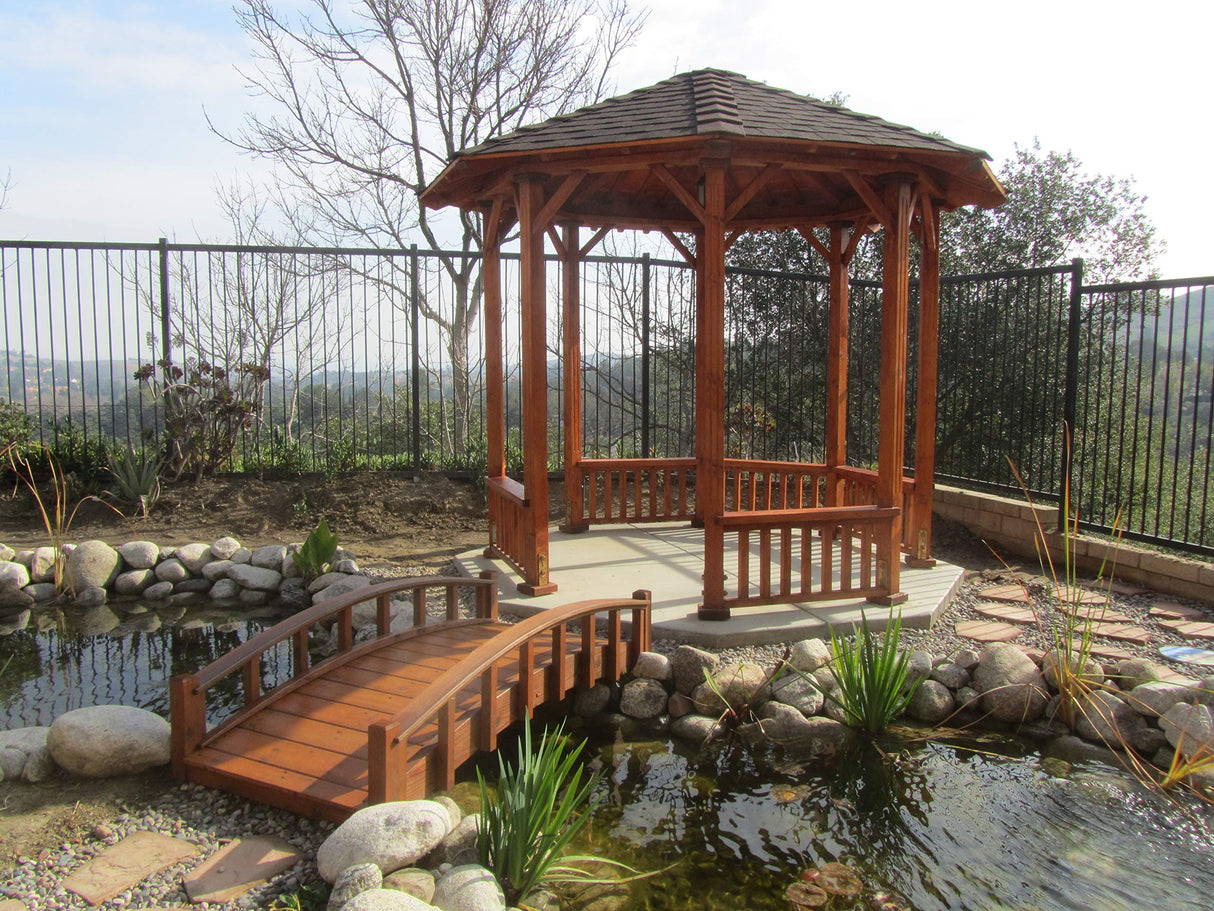 SamsGazebos Moon Bridges Japanese Style Arched Wood Garden Bridges, 6-Feet, Brown SamsGazebos