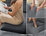 Jocisland Oversized Modular Sectional Sofa with 32" Deep Seat, 6-Piece Convertible U/L/S Modular Sofa for Spacious Living Rooms, Tool-Free Assembly, Corduroy Upholstery, Gray Sectional Couch Jocisland