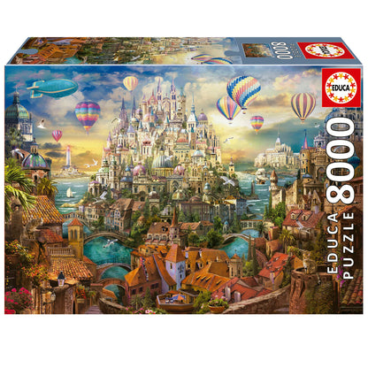 Educa - Dreamtown - 8000 Piece Jigsaw Puzzle - Puzzle Glue Included - Completed Image Measures 75.59"x 53.54" - Ages 14+ (19570)